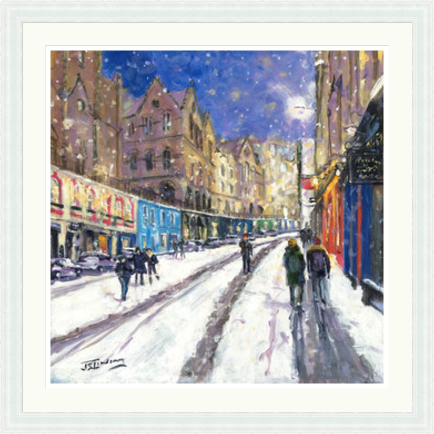 Heavy Snowfall, Victoria Street Edinburgh by James Somerville Lindsay