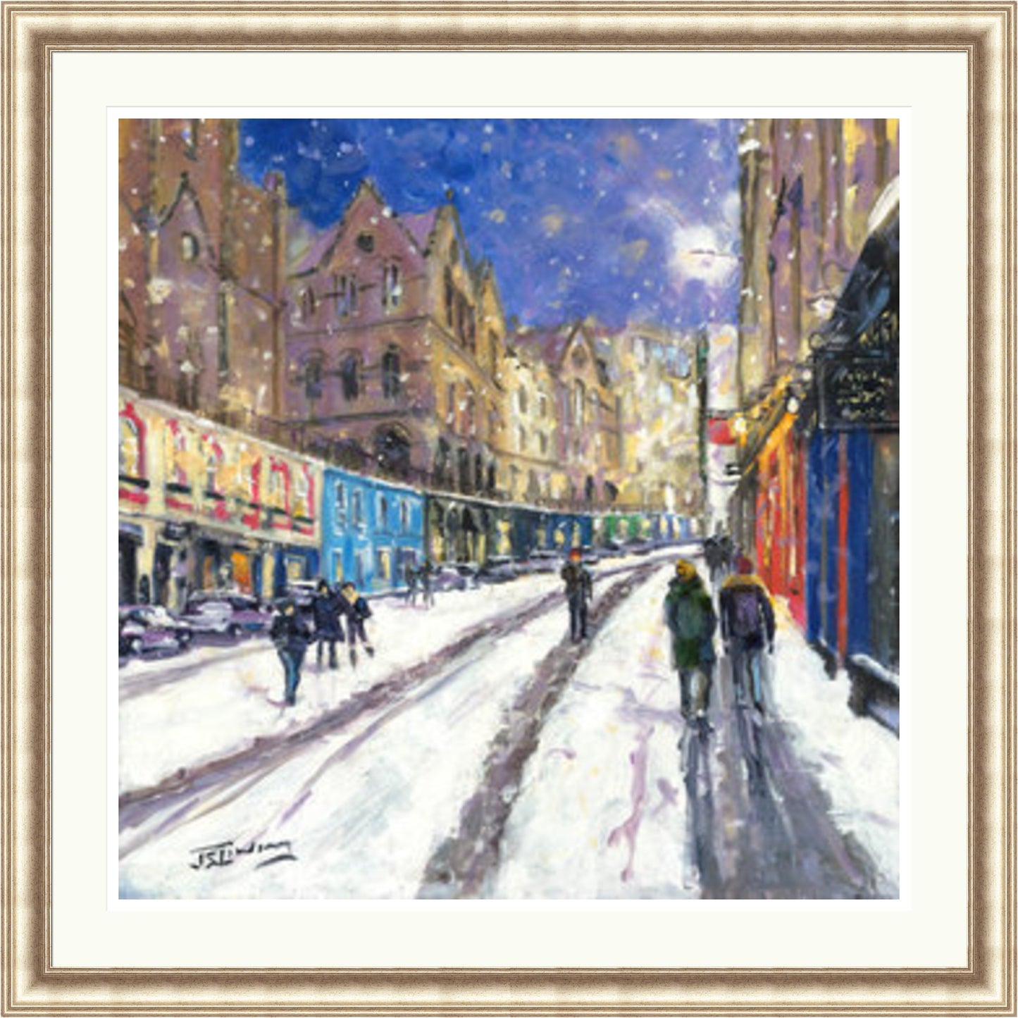 Heavy Snowfall, Victoria Street Edinburgh by James Somerville Lindsay