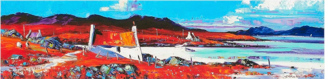 Shore Cottages, Isle of Barra Signed Limited Edition) by Jean Feeney