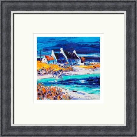 Sunlit Cottages, Tiree (Signed Limited Edition) by Jean Feeney