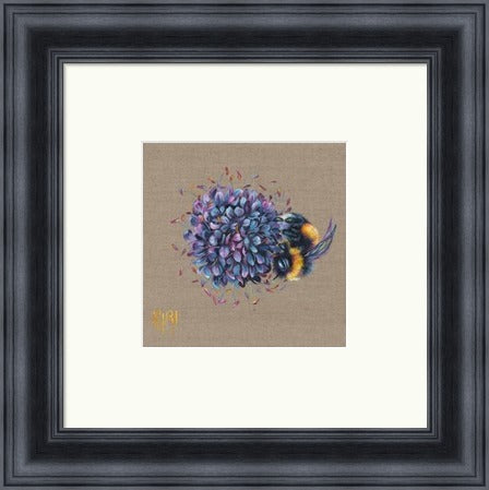 You Spin Me Round Bee on Thistle Art Print by Georgina McMaster