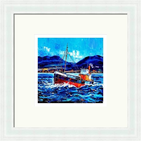 Puffer Passing Ardnamurchan  Signed Limited Edition) by Jean Feeney