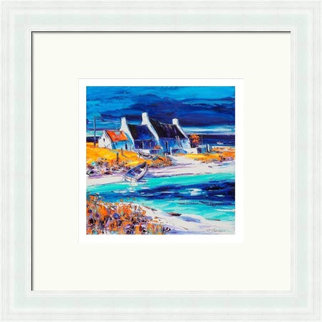 Sunlit Cottages, Tiree (Signed Limited Edition) by Jean Feeney