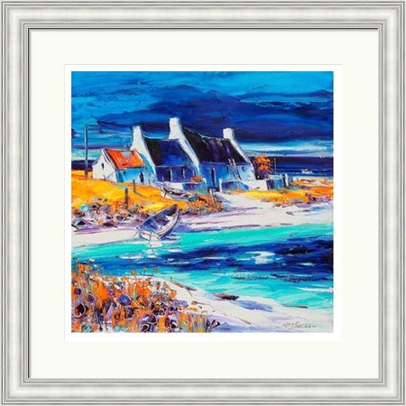 Sunlit Cottages, Tiree (Signed Limited Edition) by Jean Feeney