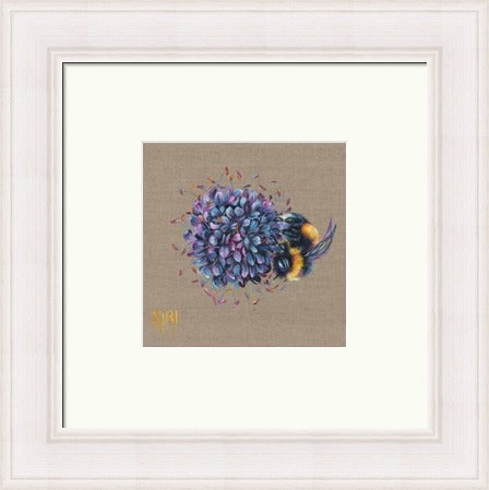 You Spin Me Round Bee on Thistle Art Print by Georgina McMaster