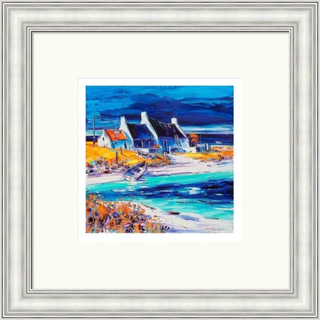 Sunlit Cottages, Tiree (Signed Limited Edition) by Jean Feeney