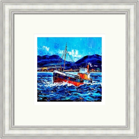 Puffer Passing Ardnamurchan  Signed Limited Edition) by Jean Feeney