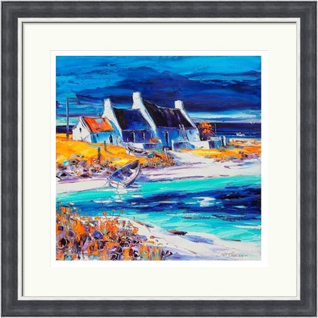 Sunlit Cottages, Tiree (Signed Limited Edition) by Jean Feeney