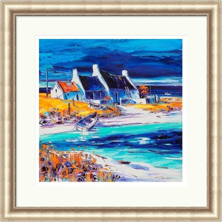 Sunlit Cottages, Tiree (Signed Limited Edition) by Jean Feeney