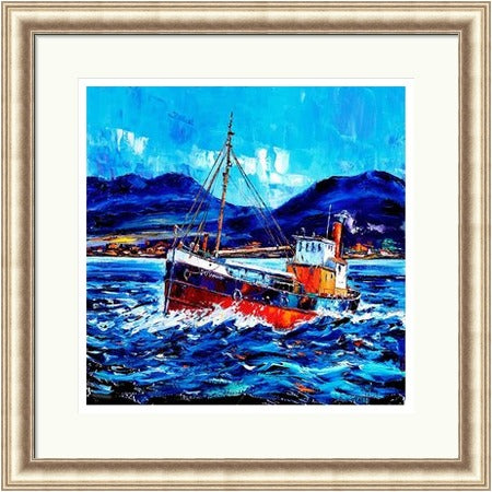 Puffer Passing Ardnamurchan  Signed Limited Edition) by Jean Feeney