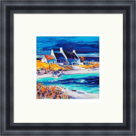 Sunlit Cottages, Tiree (Signed Limited Edition) by Jean Feeney