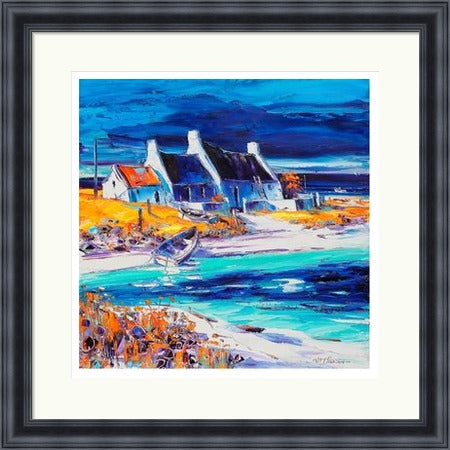 Sunlit Cottages, Tiree (Signed Limited Edition) by Jean Feeney