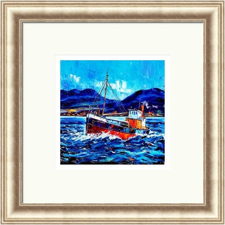 Puffer Passing Ardnamurchan  Signed Limited Edition) by Jean Feeney