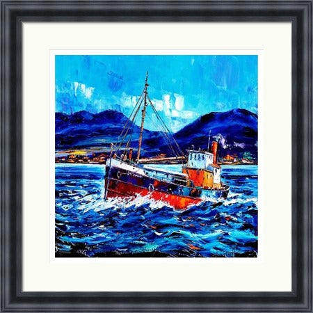 Puffer Passing Ardnamurchan  Signed Limited Edition) by Jean Feeney