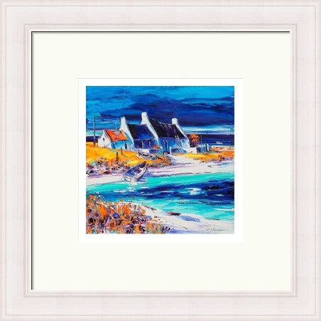 Sunlit Cottages, Tiree (Signed Limited Edition) by Jean Feeney