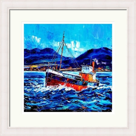 Puffer Passing Ardnamurchan  Signed Limited Edition) by Jean Feeney