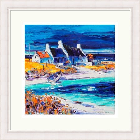 Sunlit Cottages, Tiree (Signed Limited Edition) by Jean Feeney